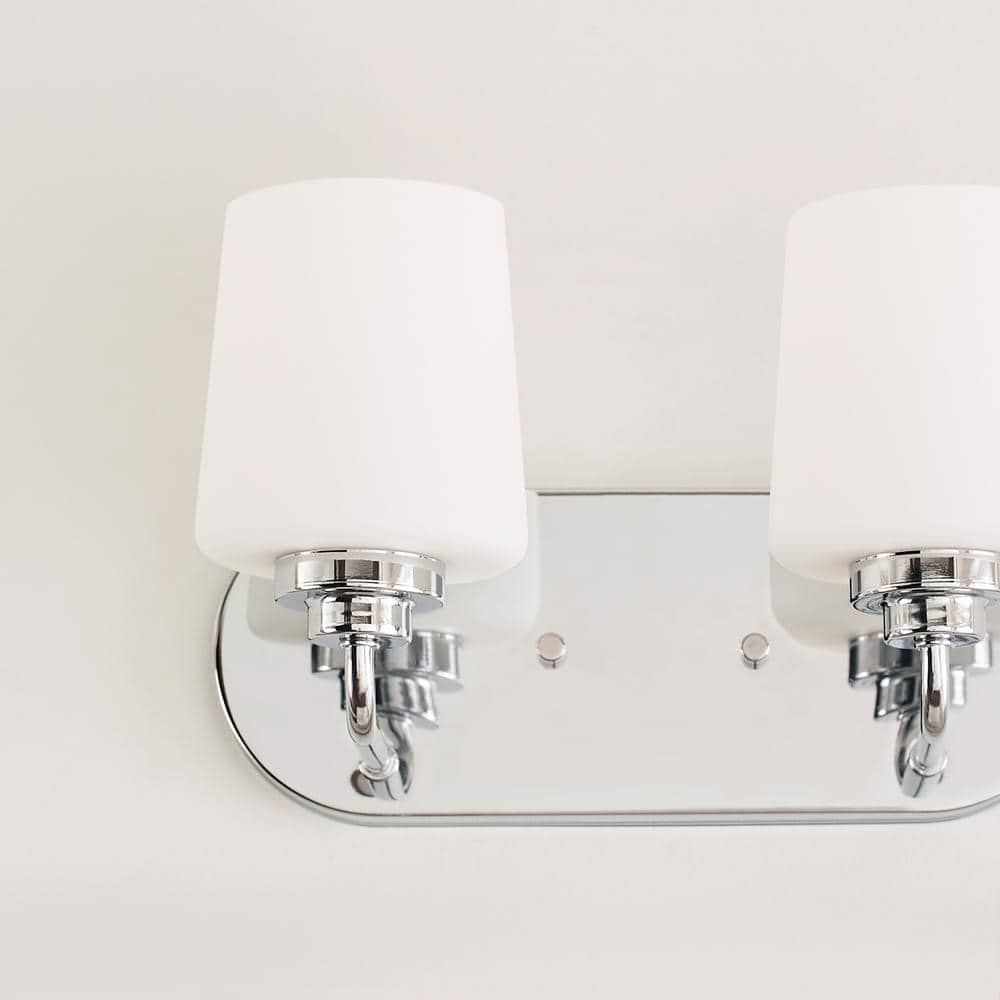 Elegance Chrome 2-Light Vanity with Etched White Glass Shade