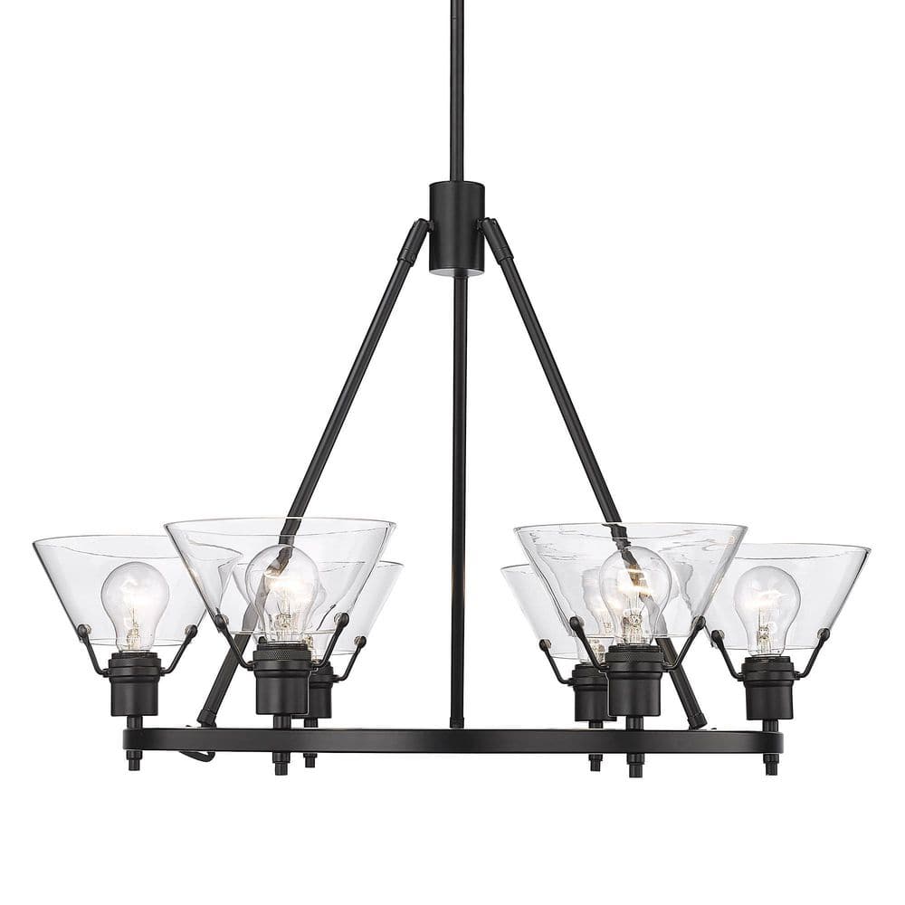 Orwell Matte Black and Clear Glass 6-Light Chandelier