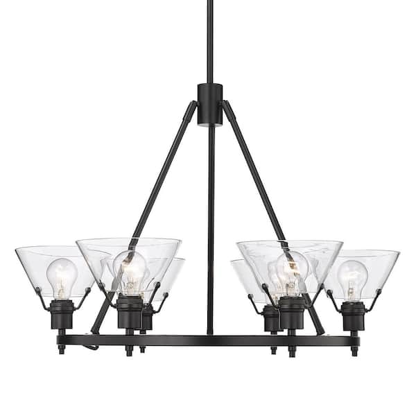 Golden Lighting - Orwell 6-Light Matte Black Modern Chandelier with Clear Glass Shades