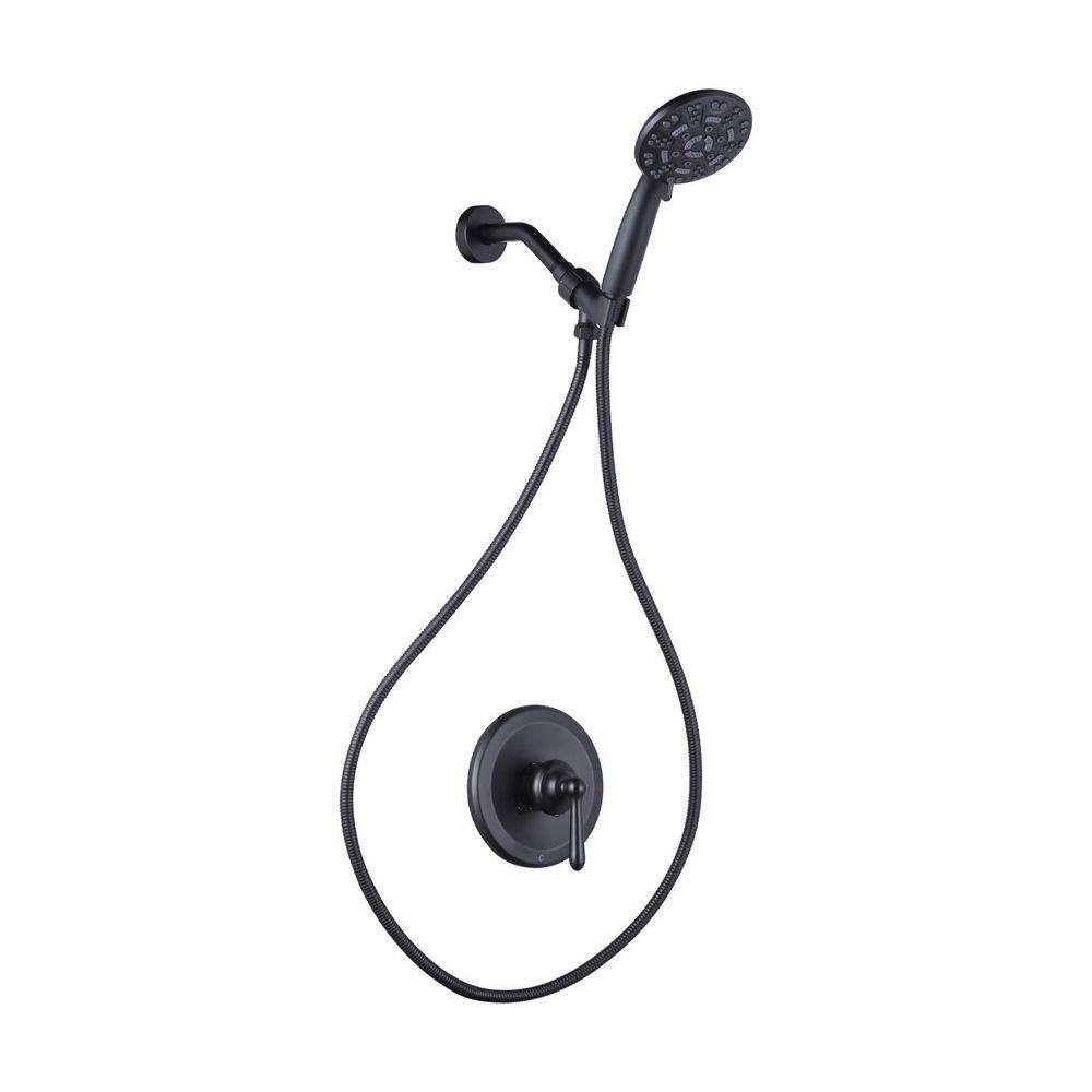 Single Handle 7-Spray Handheld Shower Faucet 1.8 GPM with Pressure Balance in Matte Black price history on PriceWatchPro