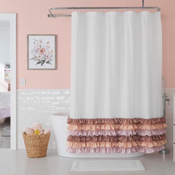 Ruffle Fabric  Shower Curtain  Assorted Color 