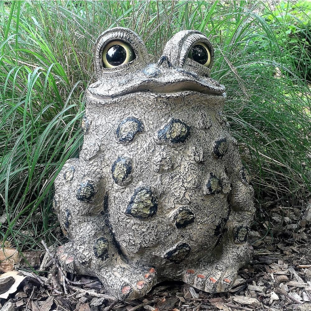 Large Natural Brown Resin Whimsical Toad Garden Statue