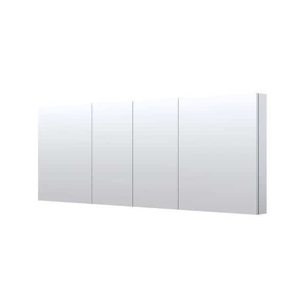 Peony 80 in. W x 30 in. H Rectangular Aluminum Medicine Cabinet with Mirror Combo, Reversible Door, Tri-View, Soft Close