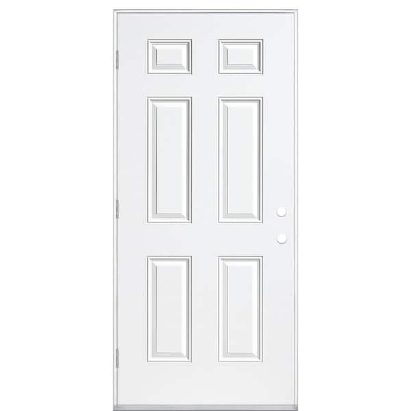 Masonite 32 in. x 80 in. Premium 6-Panel Right-Hand/Outswing Primed Steel Prehung Front Door No Brickmold
