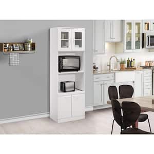 SignatureHome Danbury White Kitchen Storage Pantry Microwave Cabinet With Adjustable Shelves, Size: 16"W x 24"L x 71"H