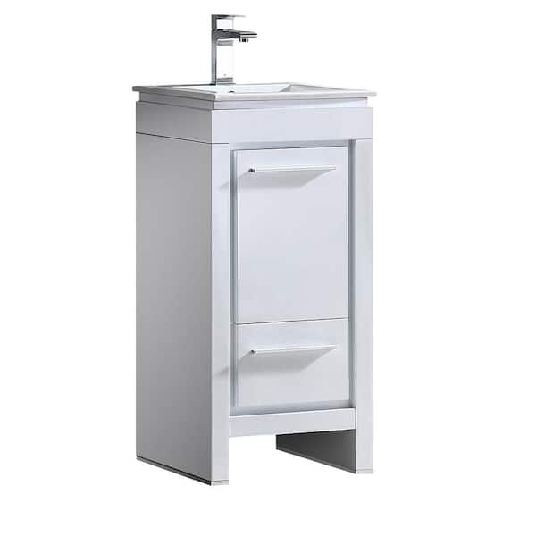 Fresca Allier 16 in. Bath Vanity in White with Ceramic Vanity Top in White with White Basin