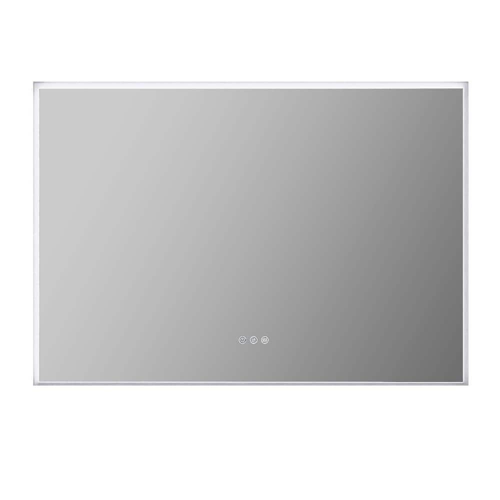 Silver 39 in. W x 28 in. H Rectangular Acrylic Framed Bathroom Vanity Mirro