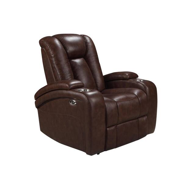 DEVON & CLAIRE Denis Top Grain Leather Power Theater Recliner, Brown MR