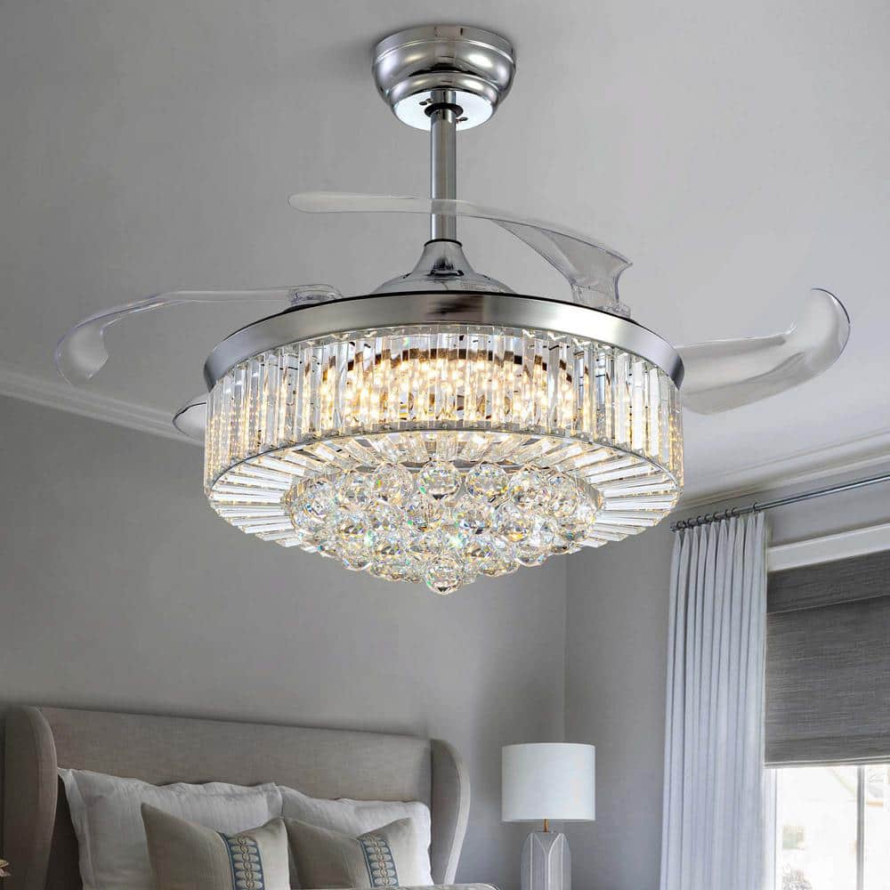 WDETR 48 in. Indoor Chrome Color Smart Retractable Crystal