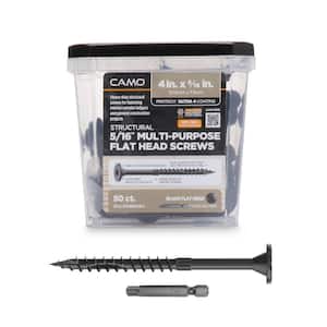 5/16 in. x 4 in. Star Drive Flat Head Multi-Purpose + Multi-Ply Structural Wood Screw - Exterior Coated (50-Pack)