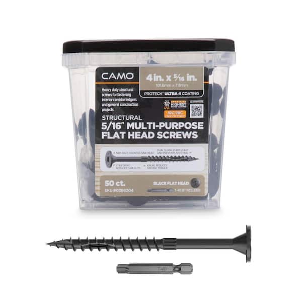 CAMO 5/16 in. x 4 in. Star Drive Flat Head Multi-Purpose + Multi-Ply Structural Wood Screw - Exterior Coated (50-Pack)