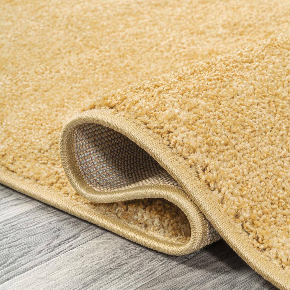 Mustard Synthetic Low-Pile Square Area Rug, 7' Square