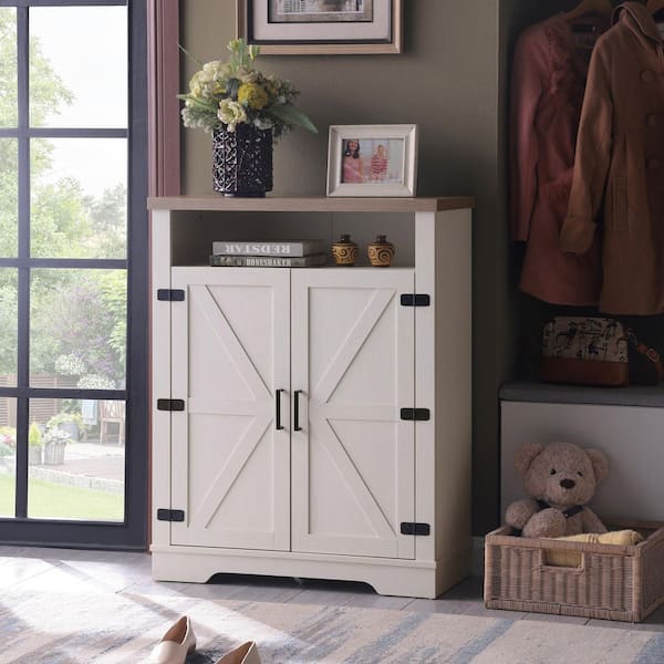 6-Tier 39.4 in. H x 31.1 in. W White Particle Board Shoe Storage Cabinet with Adjustable Shelves