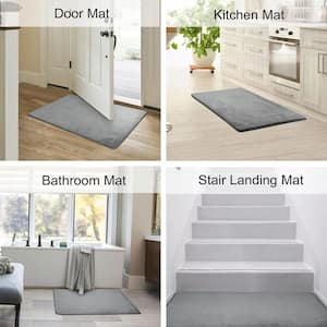 Gray 36 in. x 24 in. Polypropylene Non Slip Doormat Indoor Carpet Stair Tread Cover Landing Mat
