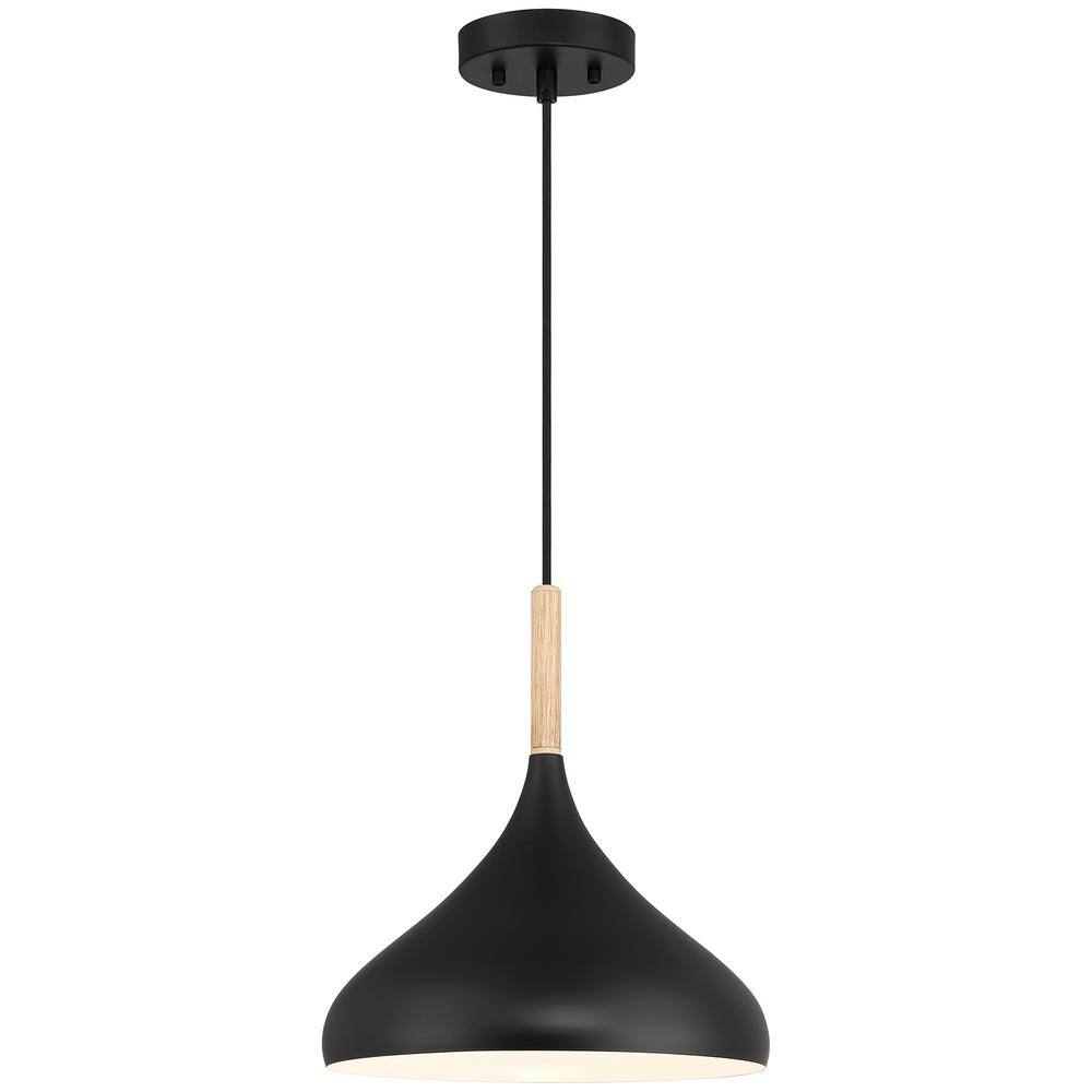 Olivia 60-Watt 1-Light Black Shaded Pendant Light