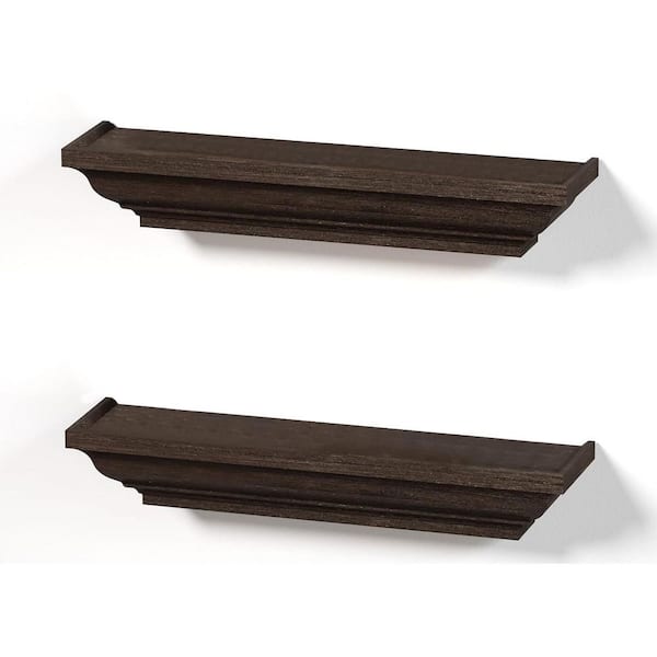 Unbranded 17 in. W x 4 in. D Dark Brown Floating Decorative Wall Shelf, (2-Pack)
