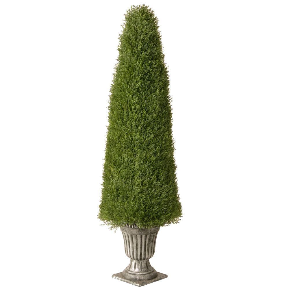 UPC 729083601453 product image for 60 in. Upright Artificial Juniper Tree in Silver Urn with 1778 Tips | upcitemdb.com