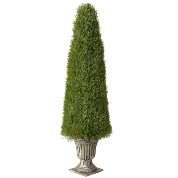National Tree Company 60 in. Upright Artificial Juniper Tree in Silver Urn with 1778 Tips