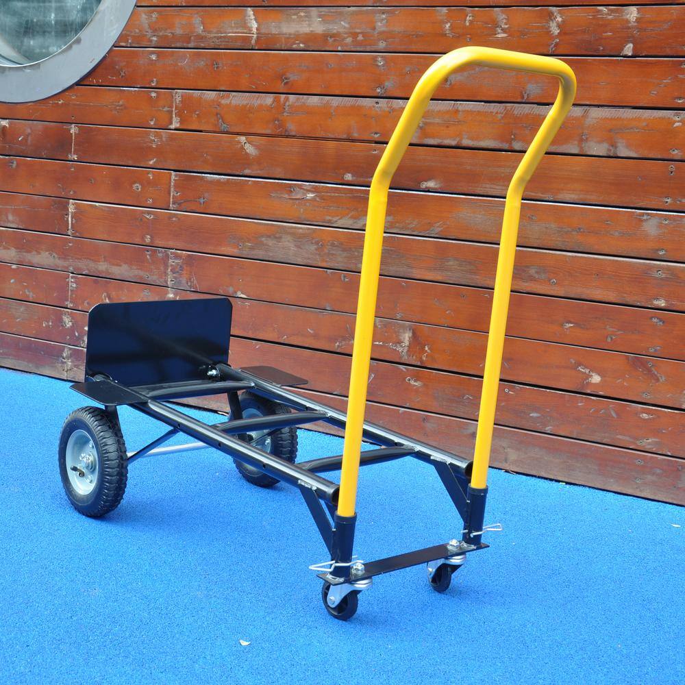 Black and Yellow Steel 2-Wheel Hand Truck with Solid Rubber Wheels
