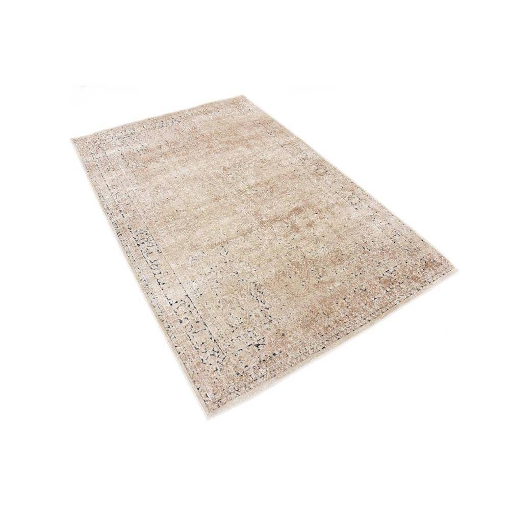 Beige and Light Brown Rectangular Stain-Resistant Area Rug