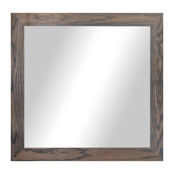 Rayne Mirrors 3 in Carbon Grey Frame (32 in. W x 33 in. H) Oak Hardwood Rectangle Wall Mirror