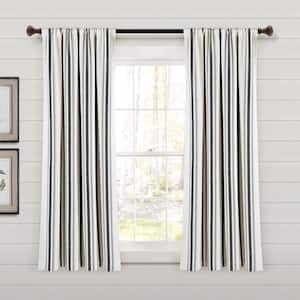 Farmhouse Stripe 42 W x 63 L Yarn Dyed Eco-Friendly Recycled Cotton Light Filtering Window Curtain Panels in Black Set