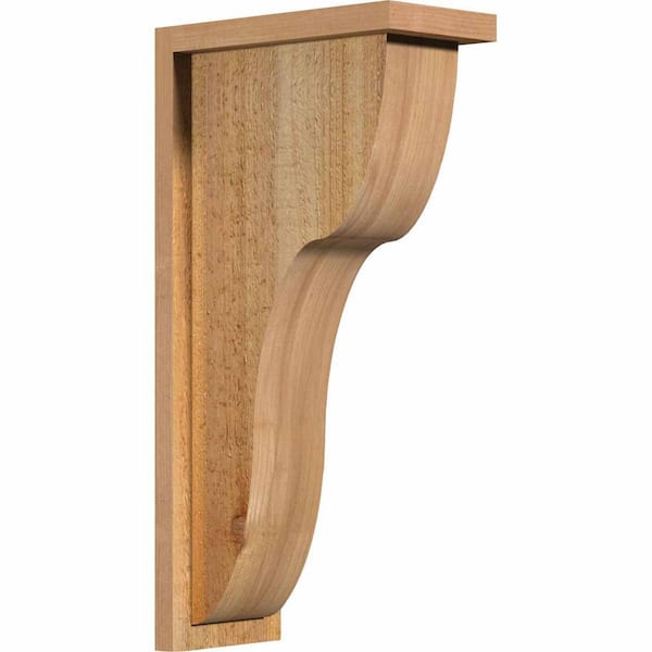 Ekena Millwork 6 in. x 12 in. x 24 in. Western Red Cedar Carmel Rough Sawn Corbel with Backplate