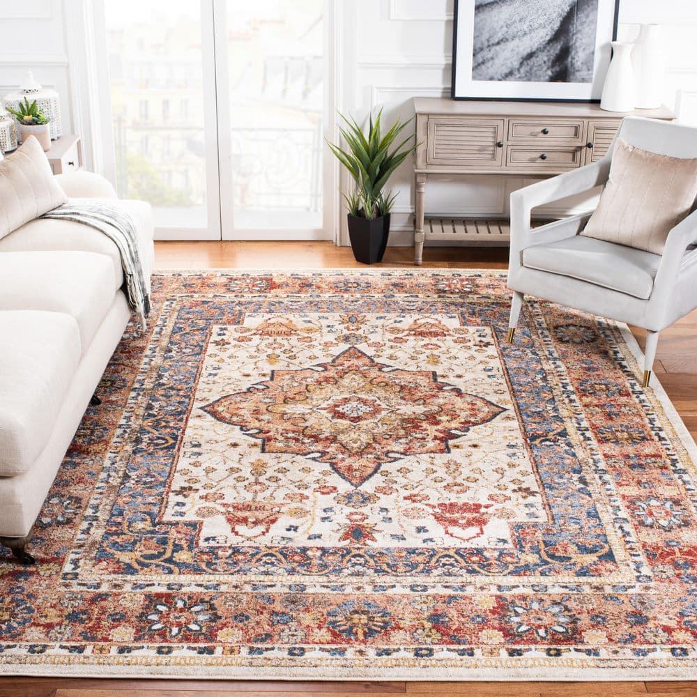 Bijar 9 ft. x 12 ft. Ivory/Rust Border Distressed Medallion Area Rug price history on PriceWatchPro
