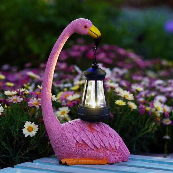 Phewnyzo 4.13 in. x 6.89 in. x 11 in. Garden Flamingo Statue with