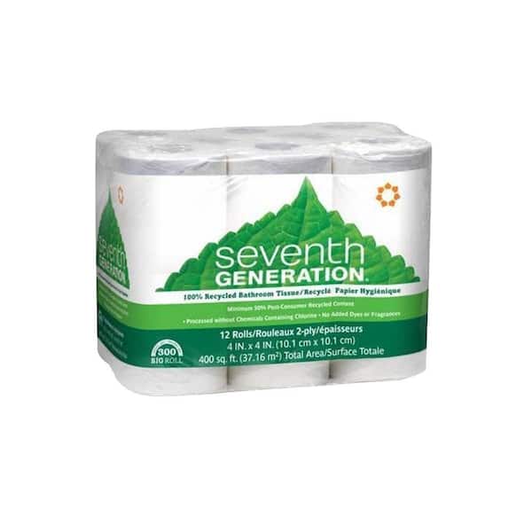 SEVENTH GENERATION 4 in. x 4 in. Bath Tissue 2-Ply (12-Pack)