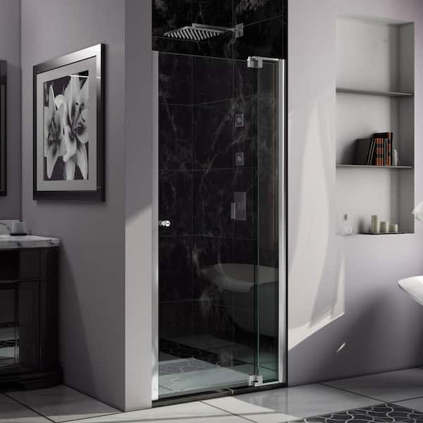 DreamLine Allure 30 in. to 37 in. x 73 in. Semi-Frameless Pivot Shower Door in Chrome