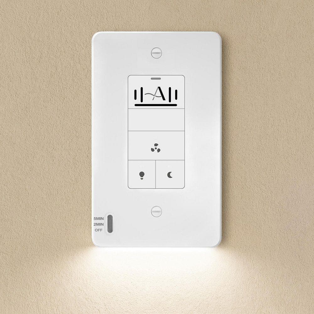 6-Function Humidity Sensor Switch with Motion-Activated Nightlight Wall Plate for Bathroom Exhaust Fan with Light, White