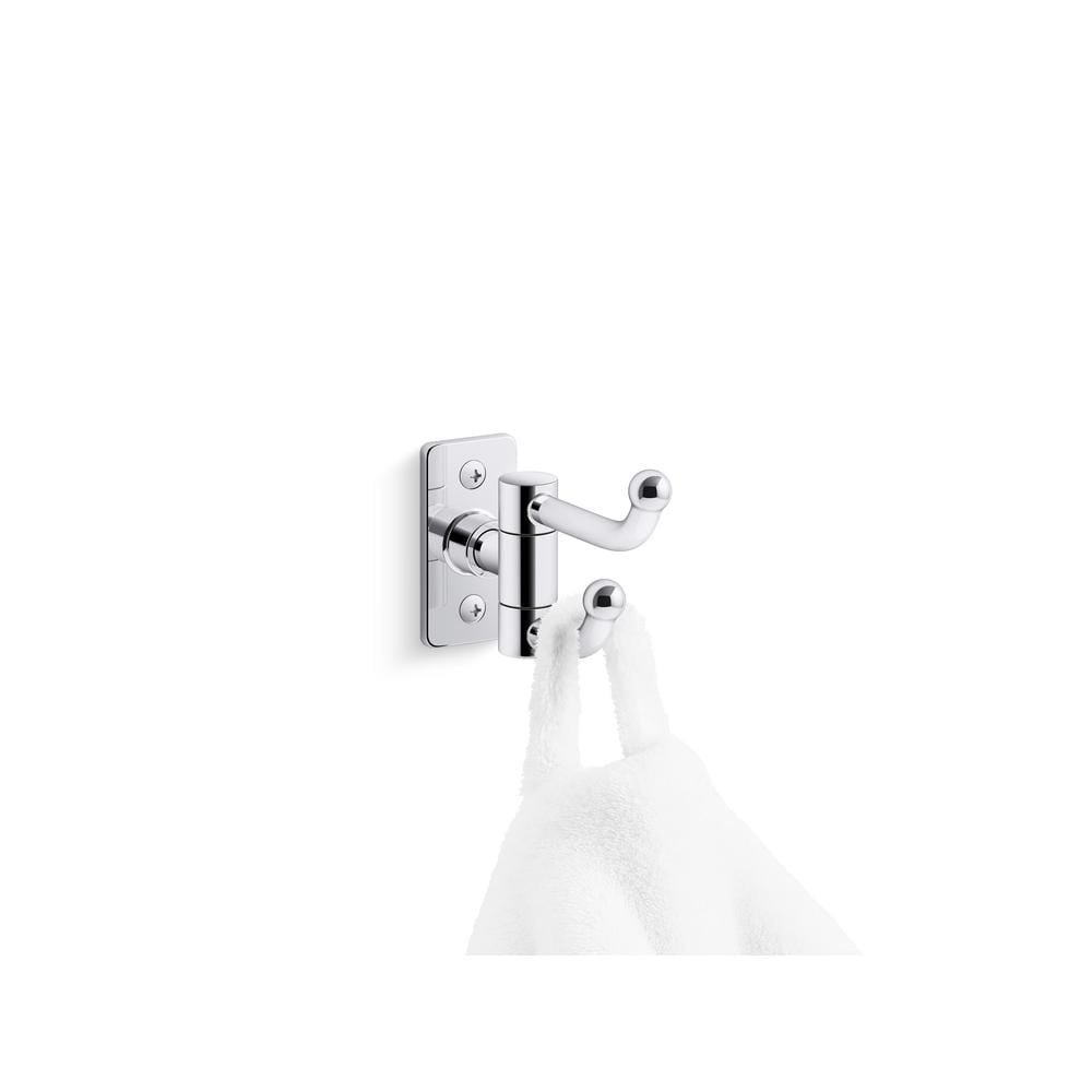Polished Chrome Double Robe Hook with Modern Design