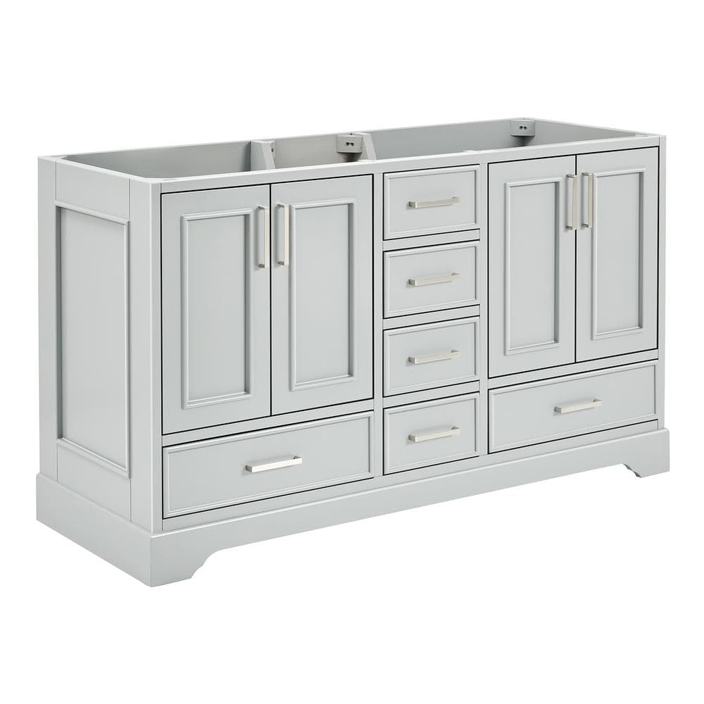 Stafford 61" Light Gray Wood Double Freestanding Vanity Cabinet