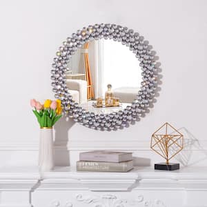 23.6 in. W x 23.6 in. H Round Mirrors for Wall Decor Crystal Decorative Wall Mirror for Living Room