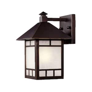 Artisan Collection 1-Light Architectural Bronze Outdoor Wall Lantern Sconce