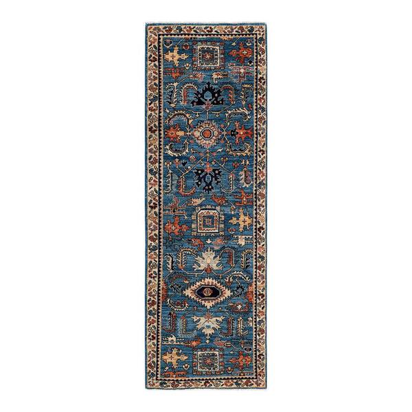Solo Rugs Serapi One-of-a-Kind Traditional Light Blue 2 ft. x 8 ft. Runner Hand Knotted Tribal Area Rug
