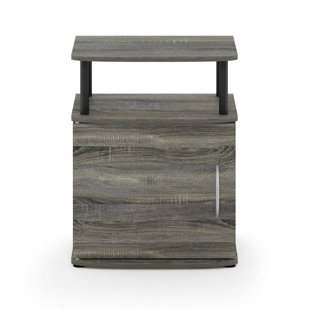 Furinno 24 in. JAYA Utility Design French Oak Grey/Black End Table