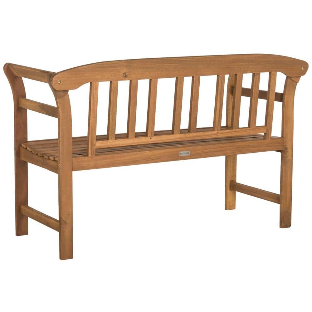 Teak Brown Acacia Wood 2-Seat Outdoor Bench