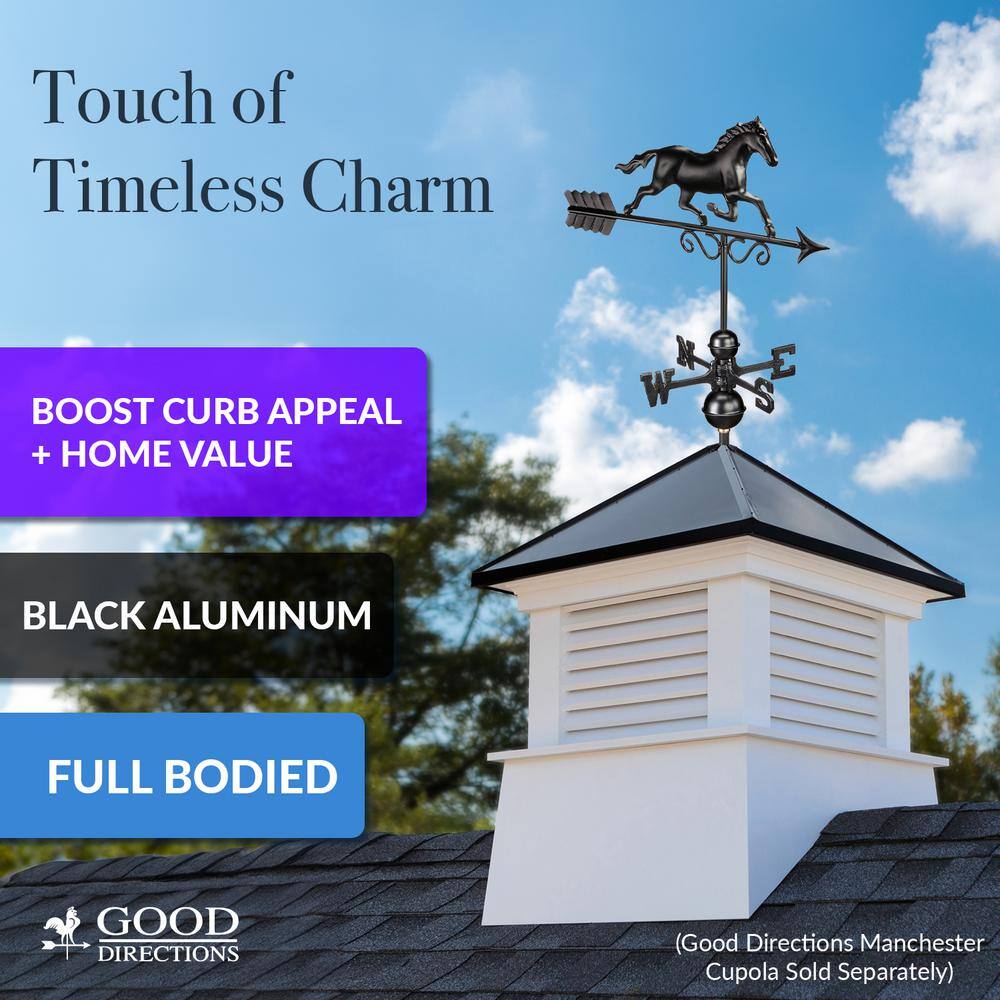 Black Aluminum Galloping Horse Rooftop Weathervane