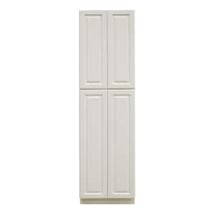 Newport Ready to Assemble 24x90x24 in. 4-Door Wall Pantry with Shelves in Classic White