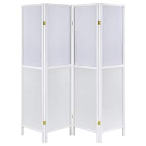 White Rctangular Divder THE URBAN PORT 72.0 in. H White Mango Wood 4 Panel Folding Room Divider ...