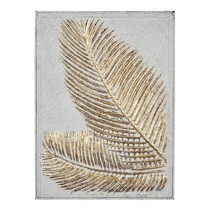 Metal Gold Relief Palm Leaf Wall Decor with Gold Detailing