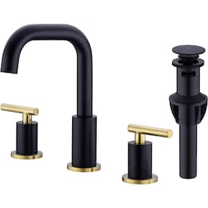 Brass Bathroom Faucet 2-Handle 8 in. Universal Mixer Faucet with Overflow - Word Tub Accessory Set - Brass