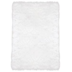 Sheepskin Faux Fur White 10 ft. x 12 ft. Cozy Fluffy Rugs Area Rug