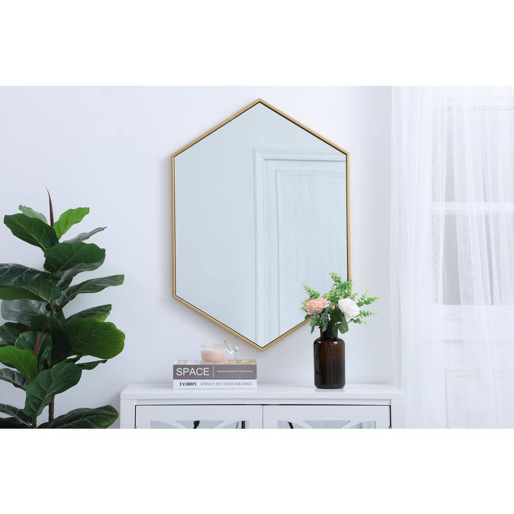 Contemporary Gold Hexagonal Wall Mirror with Metal Frame