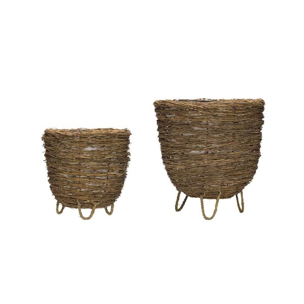 3R Studios Bamboo Branch Decorative Baskets with Clothespon Legs (Set of 2)
