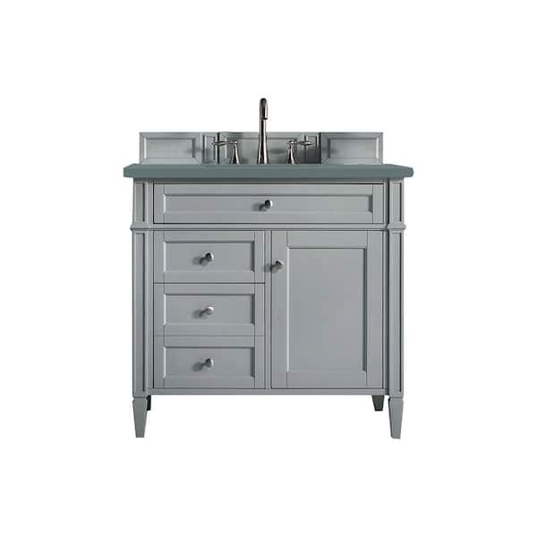 James Martin Vanities Brittany 36.0 in. W x 23.5 in. D x 34 in. H Bathroom Vanity in Urban Gray with Cala Blue Quartz Top