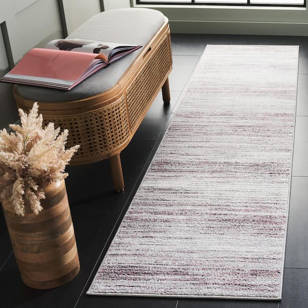 Vogue 2 ft. x 8 ft. Purple/Ivory Distressed Striped Runner Rug