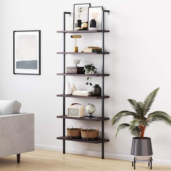 Nathan James Theo Nutmeg Brown Wood 6, 84 Inch Bookcase Wall